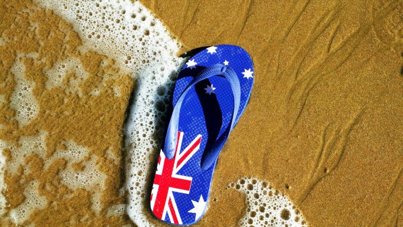Australian sandals flip flops thongs with Australian flag on wide