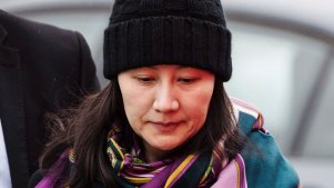  Huawei chief financial officer Meng Wanzhou arrives at a parole office.