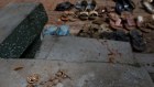 Footwear and personal belongs of victims kept close to the scene of a suicide bombing.