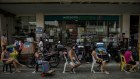 Shoppers forced to socially distance outside a wet market in the Philippines.