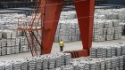 Stacks of aluminium at a port in China. The United States is set to introduce its 25 per cent tariff on imports this week.
