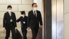 Kazuo Ueda, governor of the Bank of Japan , arrives at the central bank’s headquarters in Tokyo, Japan, on Monday.