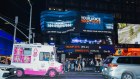 The ABC News ticker in Times Square. 