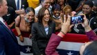 Vice President Kamala Harris leaves the baffled bobbing in her wake.