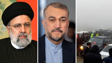 Iranian president Ebrahim Raisi (left) and foreign minister Hossein Amirabdollahian. They were in a helictoper that has crashed in moun mountainous.