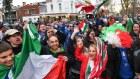 Supporters of Italy celebrate in Lygon Street, Melbourne. 