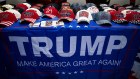 Hats supporting former US President Donald Trump for sale at the Conservative Political Action Conference.