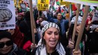 Pro-Palestinian demonstrators during an “All Out For Palestine” protest in Times Square in New York on Friday.