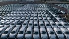 Electric vehicles bound for shipment to Europe at the Port of Taicang, in China.