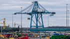 Exports on the docks at Port of Baltimore. 
