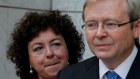 Former prime minister Kevin Rudd with wife Therese Rein after the spill in 2010. 