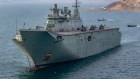 HMAS Adelaide anchored off Port Moresby as part of international support to APEC 2018.  
Photo:Â DEPARTMENT OF DEFENCE