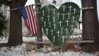 A memorial to commemorate the 26 Sandy Hook Elementary School shooting victims - 20 children and six adults - on the one year anniversary of the shooting rampage in 2013. 