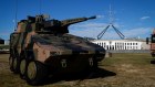 The Rheinmetall Boxer CRV at Parliament House in Canberra on Monday 14 August 2017. fedpol Photo: Alex Ellinghausen