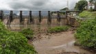 Low water levels outside the Miraflores locks of the Panama Canal near Panama City.