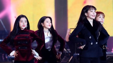South Korean popular girl band Red Velvet performs during a joint concert between South and North Korea in Pyongyang last year.