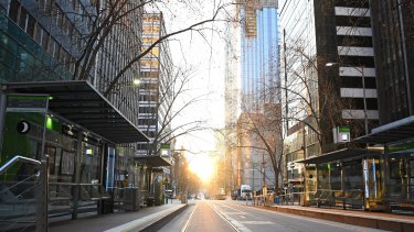 Central Melbourne on August 11 under stage four lockdown. 