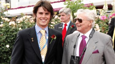 Family ties: James and Bart Cummings together at Flemington in 2008.
