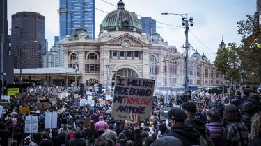 The Black Lives Matter protest in Melbourne on Saturday, June 6.
