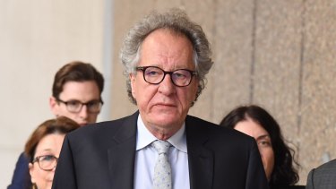 Geoffrey Rush outside the Federal Court last year.