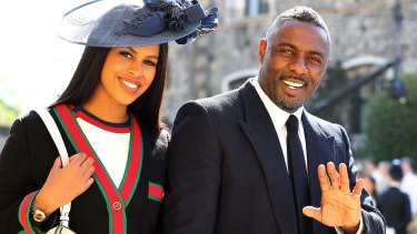 Idris Elba and Sabrina Dhowre arrive for the wedding ceremony of Prince Harry and Meghan Markle at St George's Chapel in Windsor Castle.