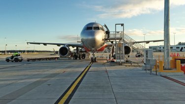 A  plane on the tarmac at Melbourne Airport 