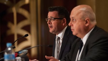 Victorian Premier Daniel Andrews with Treasurer Tim Pallas.