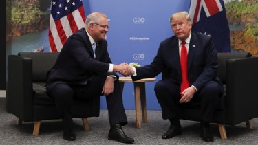 Prime Minister Scott Morrison meets with US President Donald Trump while attending the G20 summit in Buenos Aires.