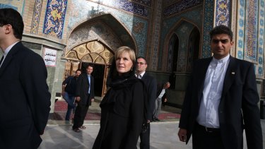 Former foreign affairs minister Julie Bishop in Iran in 2015. 