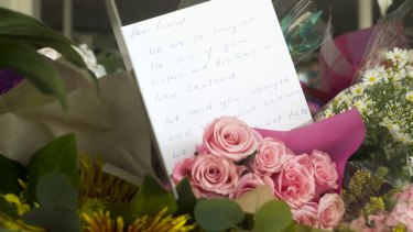Messages of support for the victims of the Christchurch shooting left at Melbourne's Newport Mosque.