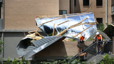 The roof of the Water Street apartment building was ripped off in a storm in January 2016.