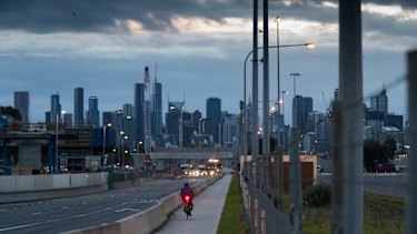 Quiet roads and cycling paths in Footscray during lockdown.