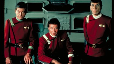 Leonard Nimoy (right) as Spock in 1982's Star Trek II: The Wrath of Khan.