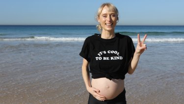 Kate Kendall on Bondi Beach on Wednesday supporting The Human Kind Project.