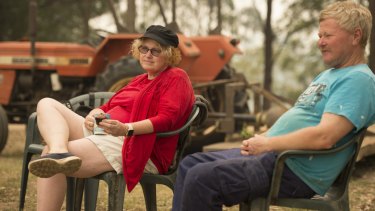 NSW FIRES: Congarinni property owners Owen and Helen Rushton have been watching the  bushfire as it approaches their property near Macksville in northern NSW. 11th November 2019, Photo: Wolter Peeters, The Sydney Morning Herald.
