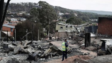 Tathra after fire swept through the town.