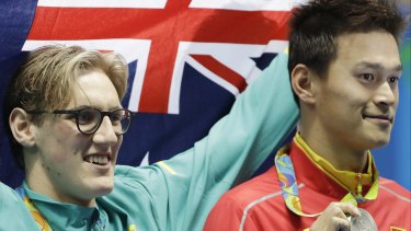 Victorious Horton and Yang at the Rio Olympics in 2016.