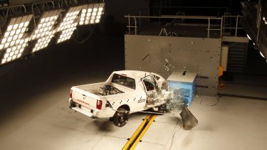 A car is submitted to a crash test.