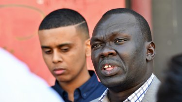 Youth Activating Youth executive Ahmed Hassan, left, and operations manager Richard Deng, speaking on the South Sudanese community in December 2017.