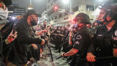 A protest over the death of George Floyd in Los Angeles. Floyd died in police custody Monday in Minneapolis.