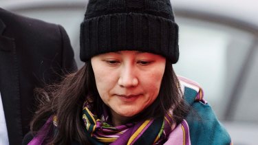 Huawei chief financial officer Meng Wanzhou arrives at a parole office.