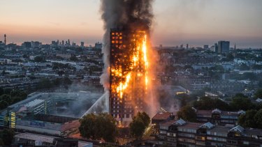 London's Grenfell tower, which was covered in flammable cladding, burns in 2017 killing 72. 