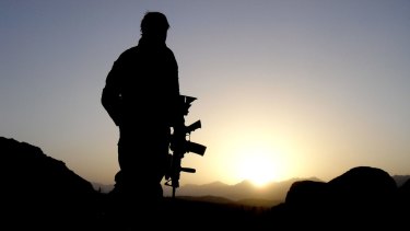 An Australian Special Operations Task Group soldier on patrol in Afghanistan.