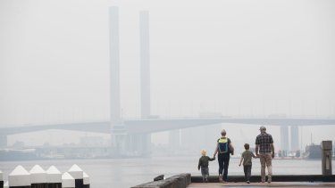 Smoke from the massive bushfires in eastern Victoria and NSW engulfs Melbourne.