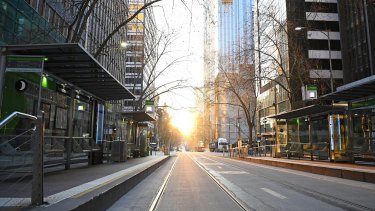 Melbourne's deserted CBD.