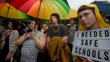 Protesters defending the controversial Safe Schools program in Melbourne.