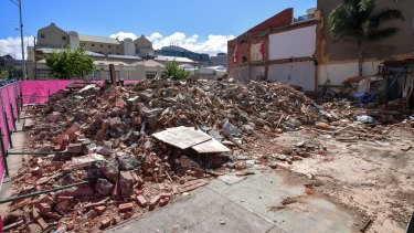 The demolished remains of the Corkman pub. 