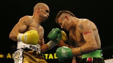 Biggest Australian scalp: Anthony Mundine goes toe to toe with Danny Green in Sydney in 2006.