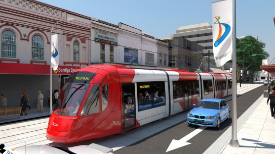 An artist's impression of the first stage of the Parramatta light rail line.