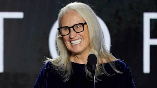 Jane Campion accepting the award for best director for The Power of the Dog at Monday’s Critics Choice Awards in Los Angeles.
